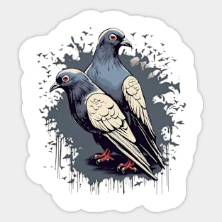 Urban Shadows -  Grunge Pigeon Swarm Sticker